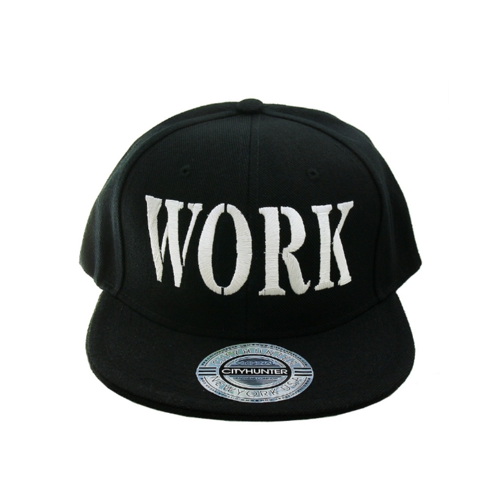 Work Black Snapback Hat Cap